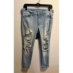 Women’s Universal Threads Light Blue Distressed Jeans, Size 10/30R W32” X In27”